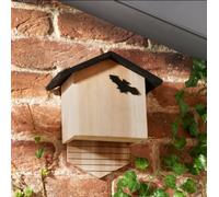 Wooden Bat Box with Black Roof, Garden Wildlife House, Outdoor Roosting Shelter
