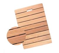 wooden bath mat, Wooden Bath Mat With Grooved Stripes and Handle Multiple Sizes for Bathroom Shower Spa Sauna(45x70cm/18x28in)