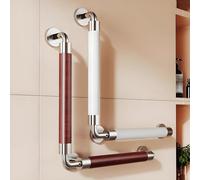 Wooden Bathroom Grab Bar - Heavy-Duty Anti-Slip Shower Safety Rail for Elderly - Easy Installation Wall-Mounted Support for Fall Prevention and Stability