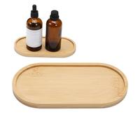 Wooden Bathroom Tray, Bamboo Vanity Tray 6.8 × 3.5 × 0.4 Inch Small Bathroom Counter Trays Soap Dispenser Trays for Bath Kitchen Organizing Candle Perfume Cosmetics Small Items