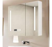 Wooden Bathroom Vanity Mirror with LED Lighting & Wall Organizer, Anti-Fog Storage Cabinet, Illuminated Medicine Cabinet for Bathroom, Stylish & Functional Design