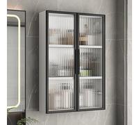 Wooden Bathroom Wall Cabinet with Doors Over Toilet Storage Organizer Solid Wood Medicine Cabinet Stylish Display Stand for SpaceSaving in Bathroom & Bedroom