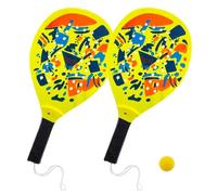 Wooden Beach Rackets 39 cm with Perforated Wooden Rackets Beach Tennis Pool Party Perforated Rackets and Ball Padel Beach Rackets Pair Padel Rackets Pool Garden (B)