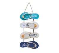 Wooden Beach Slippers Wall Decoration With 3D Shells Starfish Hanging Decoration Ocean Furniture Decorations Beach Style Wall and Door Decorations For Bedrooms Rooms Walls Doors