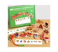 Wooden Bead Caterpillar Stringing Games Attention Training Puzzle Toys Children