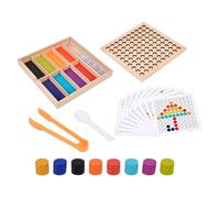Wooden Bead Set, Rainbow Bead Set Rainbow Clip Beads Table Game | Early Education Wooden Bead Game Attention Training Parent-Child Interaction for Motor Skills Fine