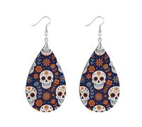 Wooden beaded earrings for women African wood hoop Boho Vintage Abstract dangle earring for thanksgiving Daily Wear & Gifts Mexicain Dia De Los Skeleton Flowers leaf aretes vintage para mujer