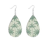 Wooden beaded earrings for women African wood hoop native american dangle earring for valentines Daily Wear & Gifts Bohemian Moroccan Style Coconut Soft Green leaf aretes de madera para mujer
