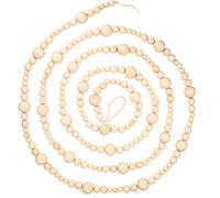 Wooden Beaded Garland Rustic Farmhouse Bead Wall Hanging Decor Country Natural Holiday Tree Garland Decorative Wall Hanging Prayer Beads for Independence Day Home Decor (Beige, 1)