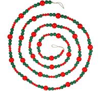 Wooden Beaded Garland Rustic Farmhouse Bead Wall Hanging Decor Country Natural Holiday Tree Garland Decorative Wall Hanging Prayer Beads for Christmas (Red and Green,1)
