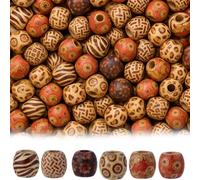 Wooden Beads, 400 Pcs Assorted Painted Wood Beads for Jewelry Making, Macrame Bead with 5mm Hole, DIY Craft Supplies for Bracelets, Hair Braiding, Home Decor, 11x12mm
