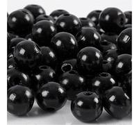 Wooden beads, D: 10 mm, black, 20g, approx. 70 pc