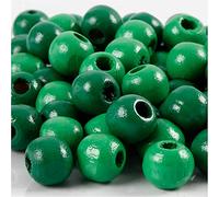 Wooden beads, D: 10 mm, green, 20g, approx. 70 pc