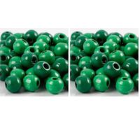 Wooden Beads, D: 12 mm, Green, 22g, Approx. 40 pc (Pack of 2)