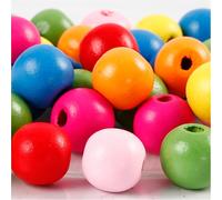 Wooden beads mix, D: 12 mm, asstd colours, 22g, approx. 40 asstd (US IMPORT)
