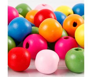 Wooden beads mix, D: 12 mm, asstd colours, 22g, approx. 40 asstd (US IMPORT)