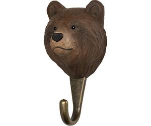 Wooden Bear Coat Hook Wall Mounted Hand Carved Hook Brown Bear - Wildlife Garden