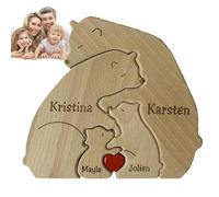 Wooden Bear Family Puzzle - Pine Wood Adult Puzzle Set | Educational Decorative Building Blocks For Family Games, Decor, And Relaxing Brain Challenge Activity