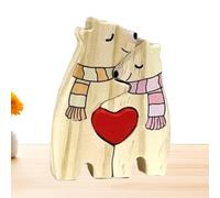 Wooden Bear Family Puzzle, Wooden Family Puzzle, Creative Animal Family Puzzle, Christmas Centerpiece with Table Decorations, Wooden Animal Figurine