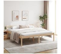 Wooden Bed Frame Natural Solid Pine 200x200 cm Platform Slatted Super King Size