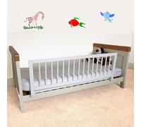 Wooden Bed Guard, White, 38cm High x 110cm Wide, Toddler Bedrail for