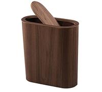 Wooden Bedroom Bin Small Rubbish Bin with Lid for Bathroom Kitchen and Office Rustic Finish Waste Paper Basket Recycling Can for Dustbin Narrow Design (Brown)