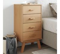 Wooden Bedside Cabinet, Brown Solid Pine, 45x39x90 cm, 4 Drawers, Modern Design