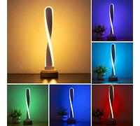 Wooden Bedside Lamp Spiral Table RGB Dimmable 16 Mos Color, 5 Brightness Levels, Base, USB Plug Night Light Desk for Children's Bedroom Living Room Light