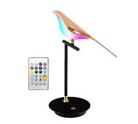 Wooden Bedside Table Lamp Dimmable with Remote Control Bird Sign RGB Touch Control Adjustable Rotation Night Light Bird Desk for Bedroom Living Room,1 fl