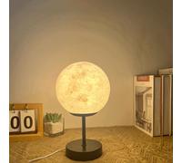 Wooden Bedside Table Lamp Variable Moon 3D Pressure Ball 15cm, Lunar Table with USB Cable, Table Decor Night Lights for Christmas, Wedding, Valentine's Day, Acrylic