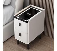 Wooden Bedside Table with USB Charging Station 2 Drawers and Slim Design Perfect for Living Room or Bedroom