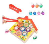 Wooden Bee Hive Toy - Color Sorting Game | Fine Motor Skills Clip Tool | Preschool Math Learning | Educational Gift | Honeybee Matching Puzzle