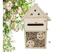 Wooden Bee House, Bee Houses for Garden, Natural Wood Mason Bee Box and Butterfly Hotel, Bee Box for Outdoor Use, and Stylish Garden Decoration to Increase the