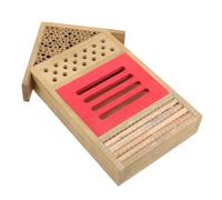 Wooden Bee House for Garden Hanging Bee Hotel Gift | Beige Finish, Cartoon Appearance, Insect Hotel Use, Habitat and Protection