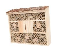 Wooden Bee House Insect Hotel for Garden Decoration Cozy Outdoor Cabin for Bees Ladybugs Natural Bug House Enhance Pollination