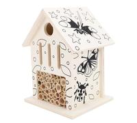 Wooden Bee House Natural Solid Wood Bee Hotel Attract Pollinators Boost Garden Biodiversity for Backyard Garden Outdoor Decor 10x10x15 5cm