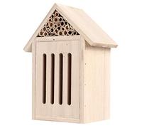 Wooden Bee House, Pine Bee Habitat with Tubes, Hanging and Wall Large Nesting Hotel, Outdoor Garden Nesting Box for Bees, Butteries, Pollinators Yard Patio Farm Decor (C)