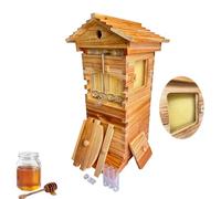 Wooden Beehive Starter Kit with Observation Window, Honey Spout & Carpenter Bee House, Bee Hive Box for Backyard Beekeeping