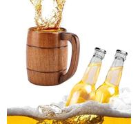 Wooden Beer Mug - Vintage Beer Coffee Mug with Handle Retro Big Capacity Tea Water Classic Wood Drinking Mug Restaurant Hotel and Home Use