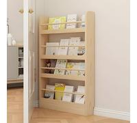 Wooden Behind Door Bookshelf - 4 Tier Space-Saving Bookcase for Kids & Living Room Storage 19.7" L x 3.9" D x 47.3" H Perfect for Small Spaces