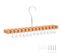 Wooden Belt Hanger - Belt Hanger for Wardrobe - Wooden Tie Holder with 13 Hooks & 14 Card Slots- Versatile Tie Rack Holderr Kit for Ties, Belt, Scarf