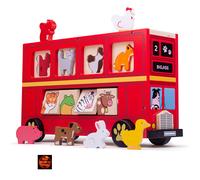 Wooden Big Red Bus Animal Sorter Activity Toy 21 Pieces - Brand New