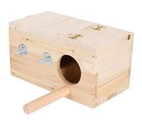 Wooden Bird Breeding Box, Bird Nesting Box with Top Hatch & Secure Buckle, Warm Incubator Cage for Parrots and Small Pets, Natural Fir Nest House with Stand Stick, for Garden
