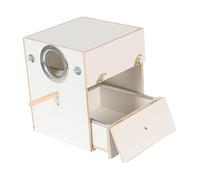 Wooden Bird Breeding Box, Nesting Box for Budgies and Parrots with Perch and Removable Drawer for Cleaning, Suitable for Living Room Bird Cage- 25x25x30 cm
