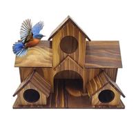 Wooden Bird Cage - Bird with Multiple Entrances | Villa with Large Nesting Box | Rustic Garden Bird House for Yard, Balcony, Lawn, Patio | Decorative Cottage Birds for Indoor Use