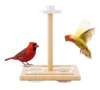 Wooden Bird Cage, Natural Timber Stand, 5.91x5.91x5.91 Inches bird perch with Food Feeder, Solid Hardwood Accessory Base, Avian Organizer with Relaxing, Pet Supplies for Parakeets