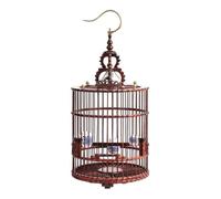 Wooden Bird Cage Round Hanging Flight Cage Retro Parrot Cage with hooks Bird Aviary for Home or Travel Bird Travel Cage(70x30cm)