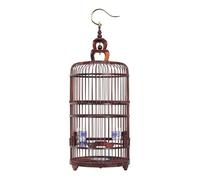 Wooden Bird Cage Round Hanging Flight Cage Retro Parrot Cage with hooks Bird Aviary for Home or Travel Bird Travel Cage(80x30cm)