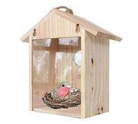 Wooden Bird Feeder, Bird Feeder Bird House With Suction Cup, Wild Bird Watching Nesting Box Shelter Home Window Squirrelproof Bird Feeder Nature See Bird Through Window