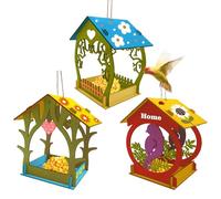 Wooden Bird Feeder - Hand Painted Outdoor Decor Weather Resistant Bird Feeder | Decorative Hanging Seed Dispenser for Window, Patio, Balcony, Backyard, Outdoor, Animal Watching, Nature Lovers